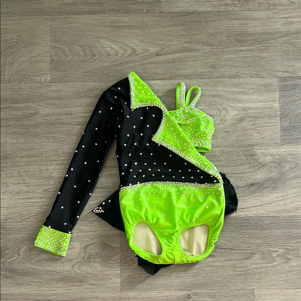 Black and Neon Green Dance Costume
